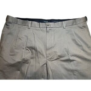 Savane Tailored 2u Men 48x30 Tan Khaki Pleated Comfort Waist Cotton Pants 48x29